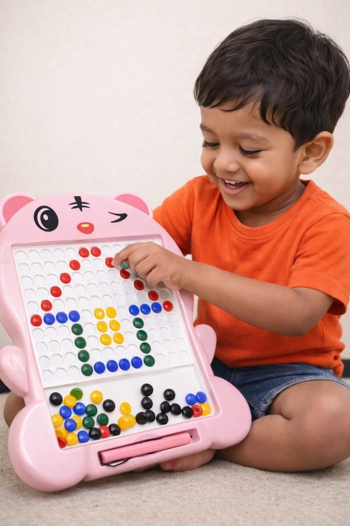 Magnetic Bead Art Board with Stylus for Kids | Fun Drawing & Early Learning Toy (Pink)