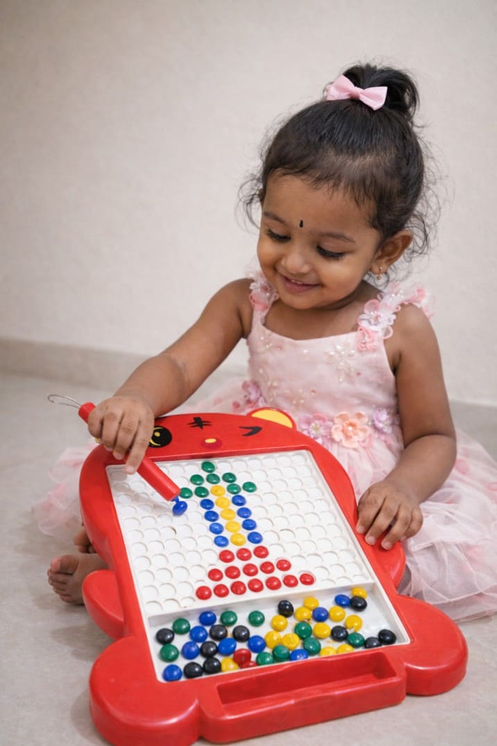 Magnetic Learning Beads Board for Kids – Brain Development Activity Toy(Red)