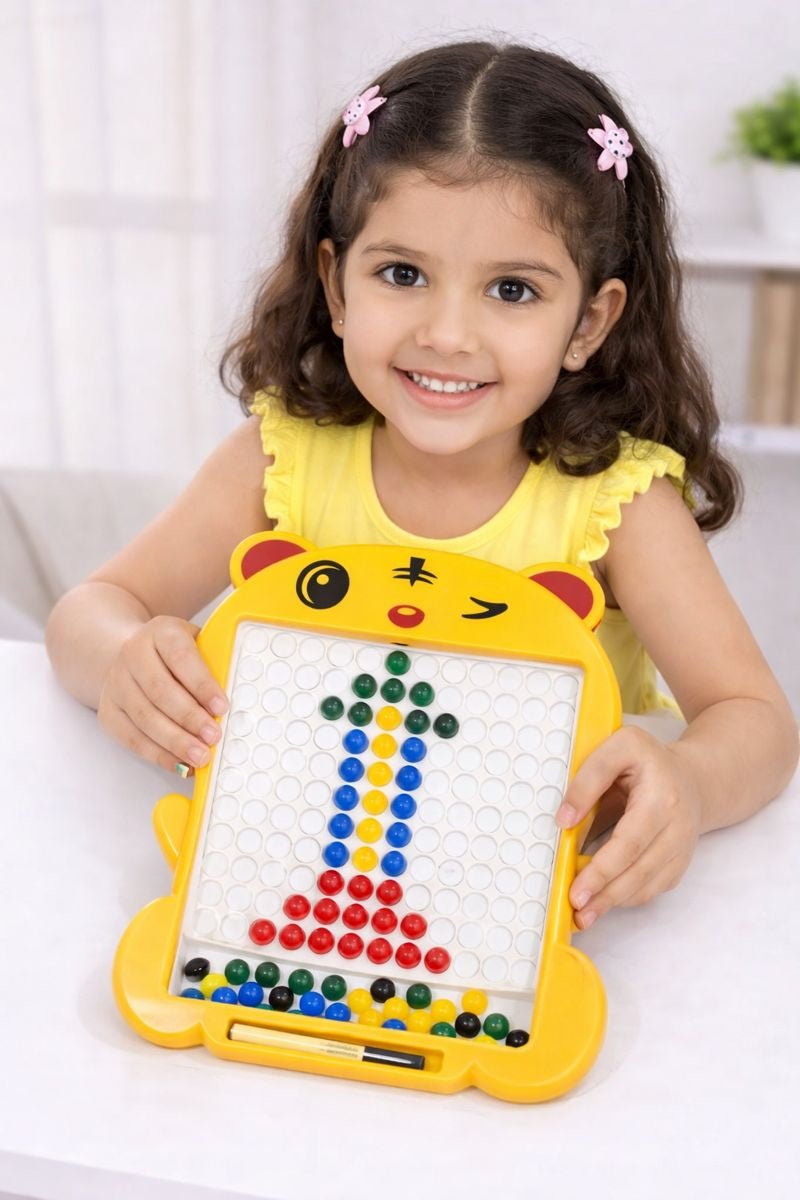 Magnetic Beads Learning Board Toy for Kids | Educational Play & Brain Development Game (Yellow)
